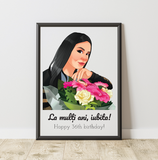 Verjaardag tekening in cartoonstijl