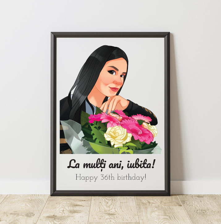 Verjaardag tekening in cartoonstijl