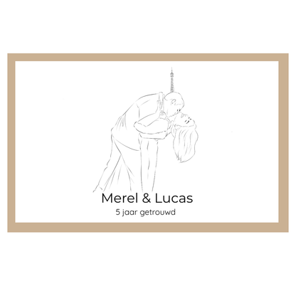 poster huwelijk lijntekening cadeau getrouwd 