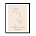 Lijntekening van familie foto - Newborn - Moeder - Dochter - Op maat gemaakt