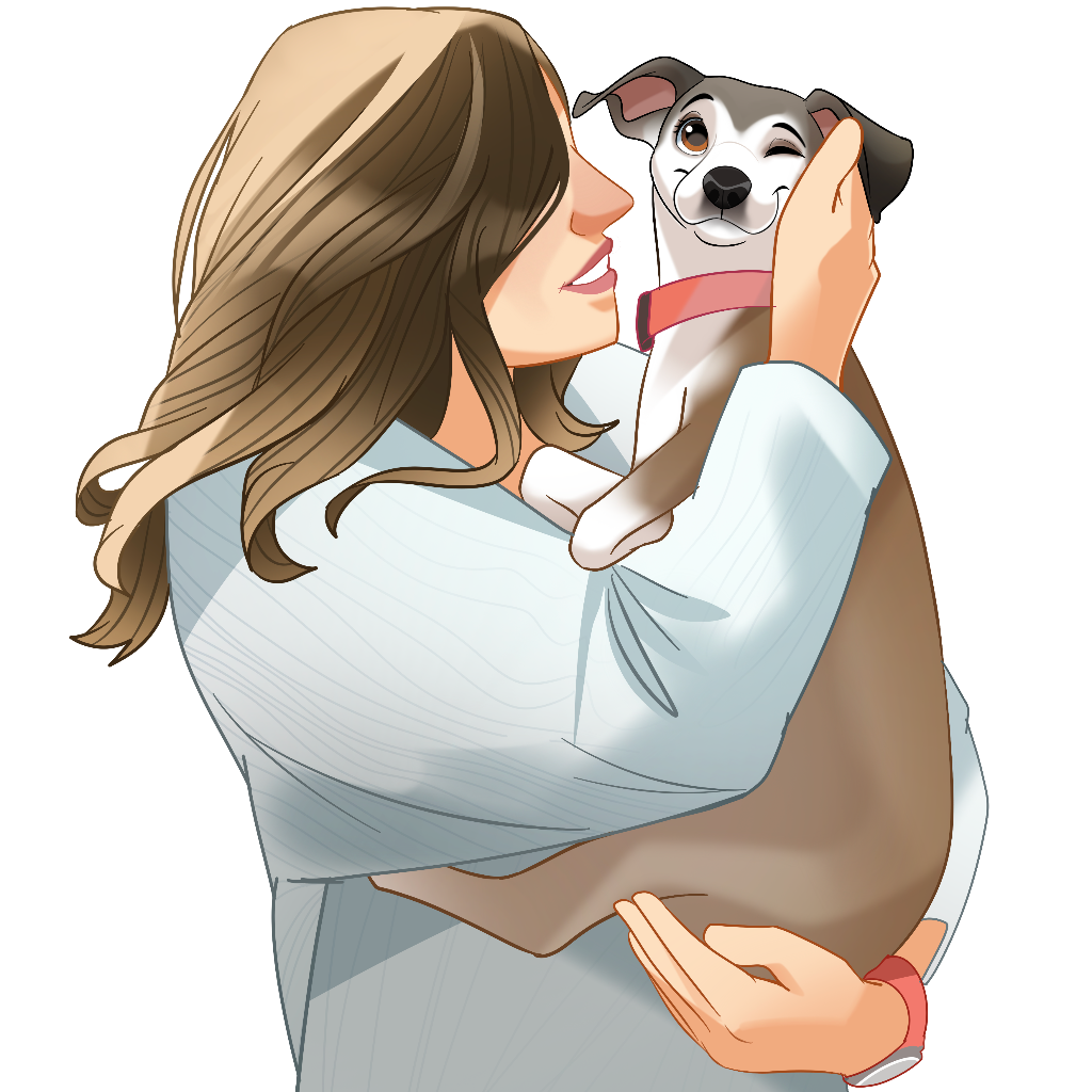 Moeder met hond tekening.