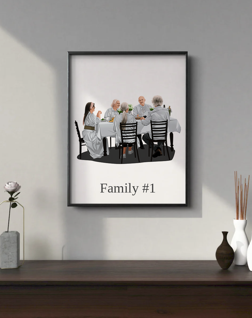 Familie poster - Lijntekening