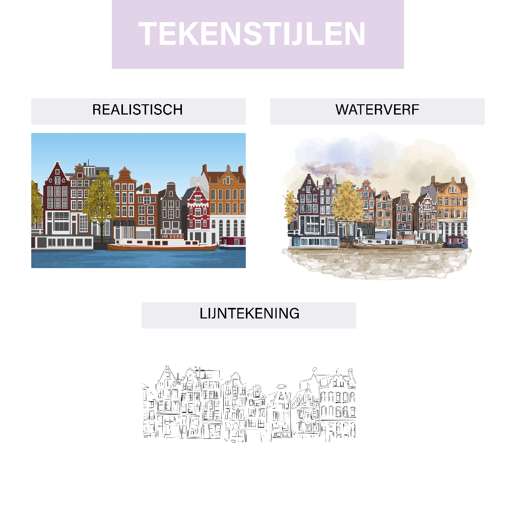 Drie stijlen huizen