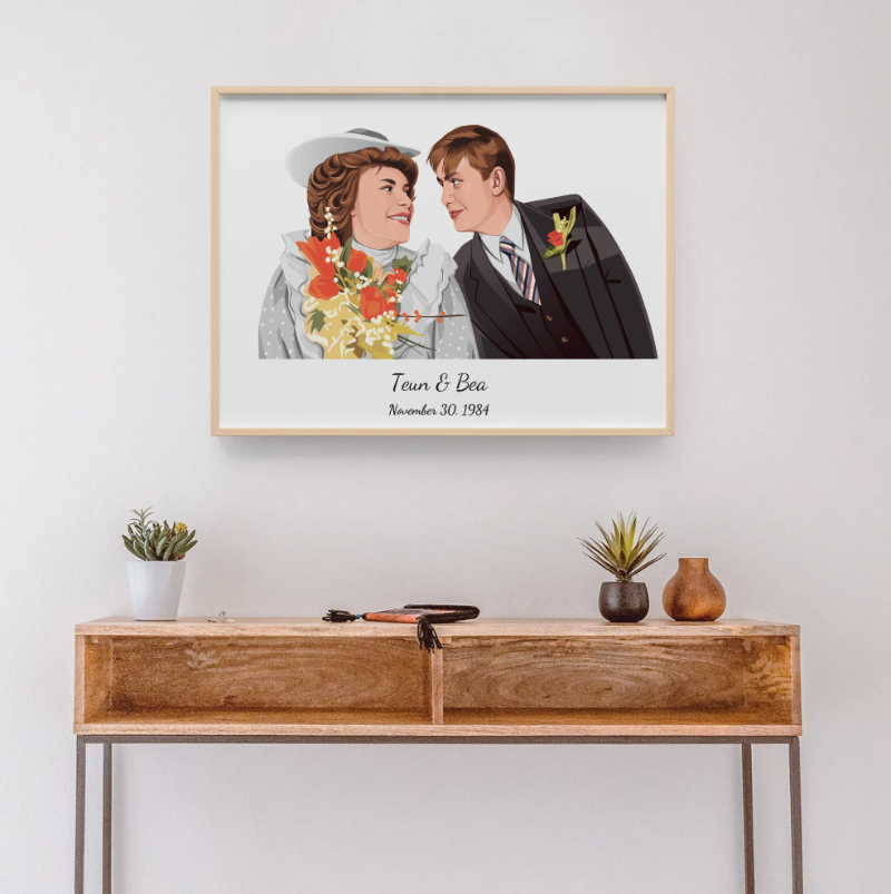 Huwelijksposter van Teun en Bea