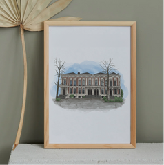 Tekening van woning - Verhuizen - Woning cadeau - Housewarming gift